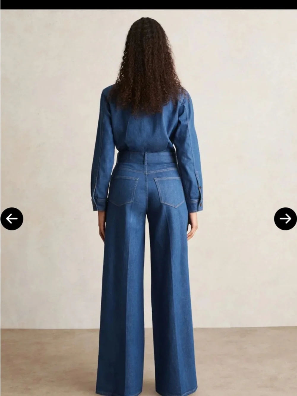 PAIGE Cameron Tie Waist Long Sleeve Wide Leg Denim Jumpsuit